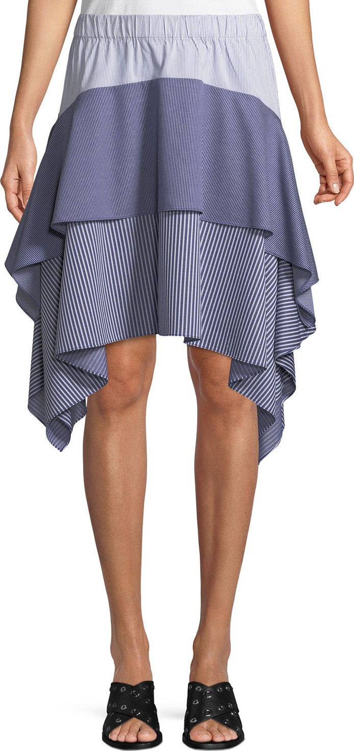 Opening Ceremony Tiered Asymmetric Striped Skirt