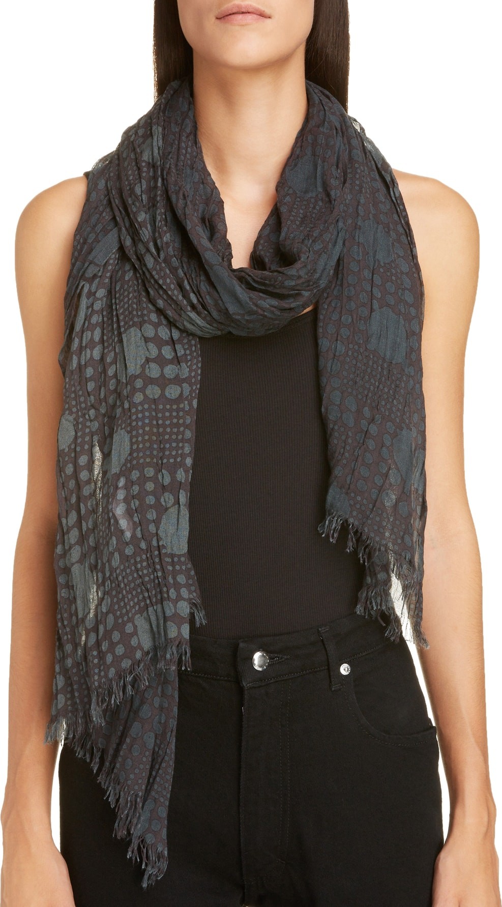 Y's By Yohji Yamamoto Dot Print Modal & Silk Scarf