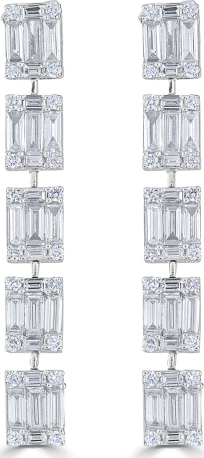 ZYDO 18k Mosaic Linear Diamond Dangle Earrings