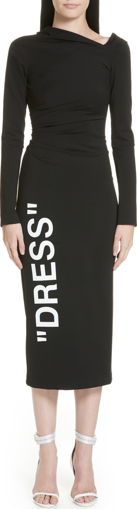 Off White One-Shoulder Stretch Dress