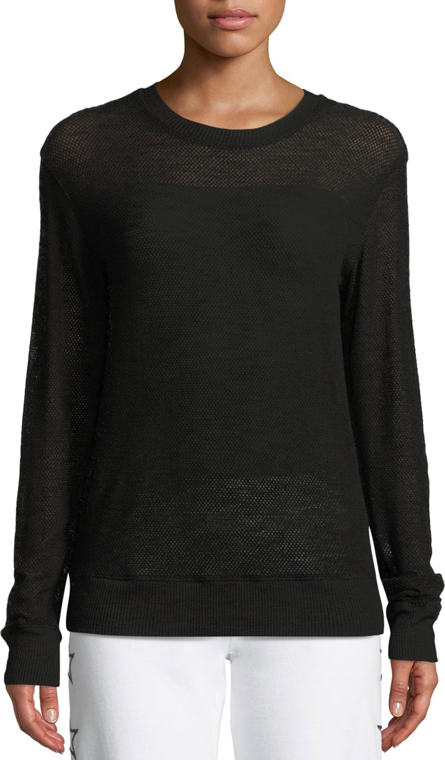 MONROW Mesh Crewneck Pullover Sweatshirt