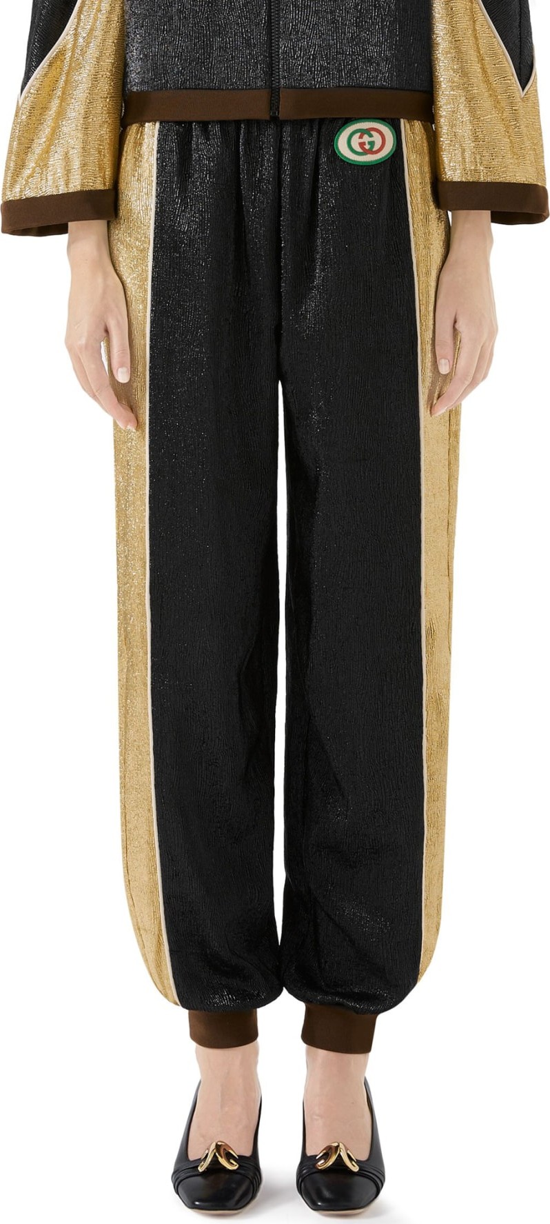 Gucci Metallic Crepe Jogger Pants