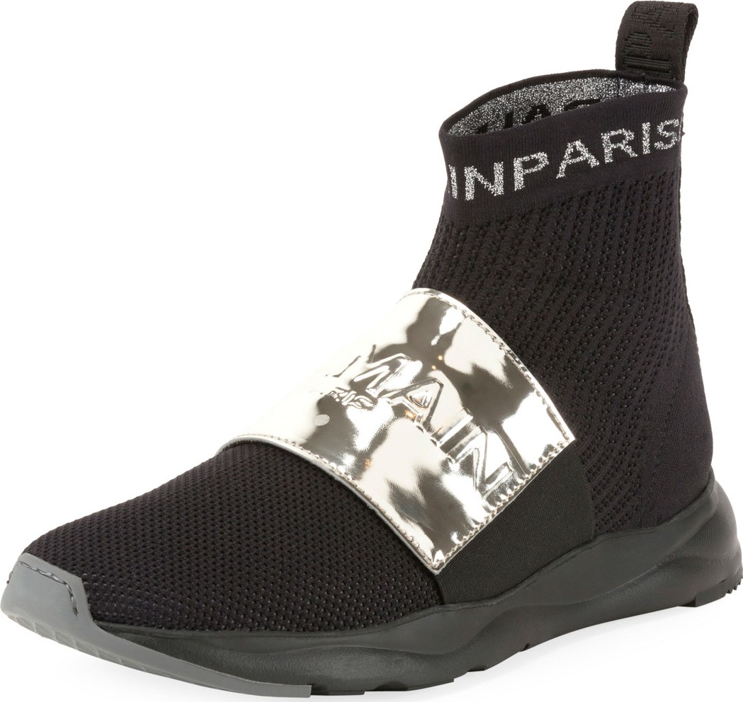 Balmain Men's Cameron Knit Logo-Strap Running Sock Sneakers