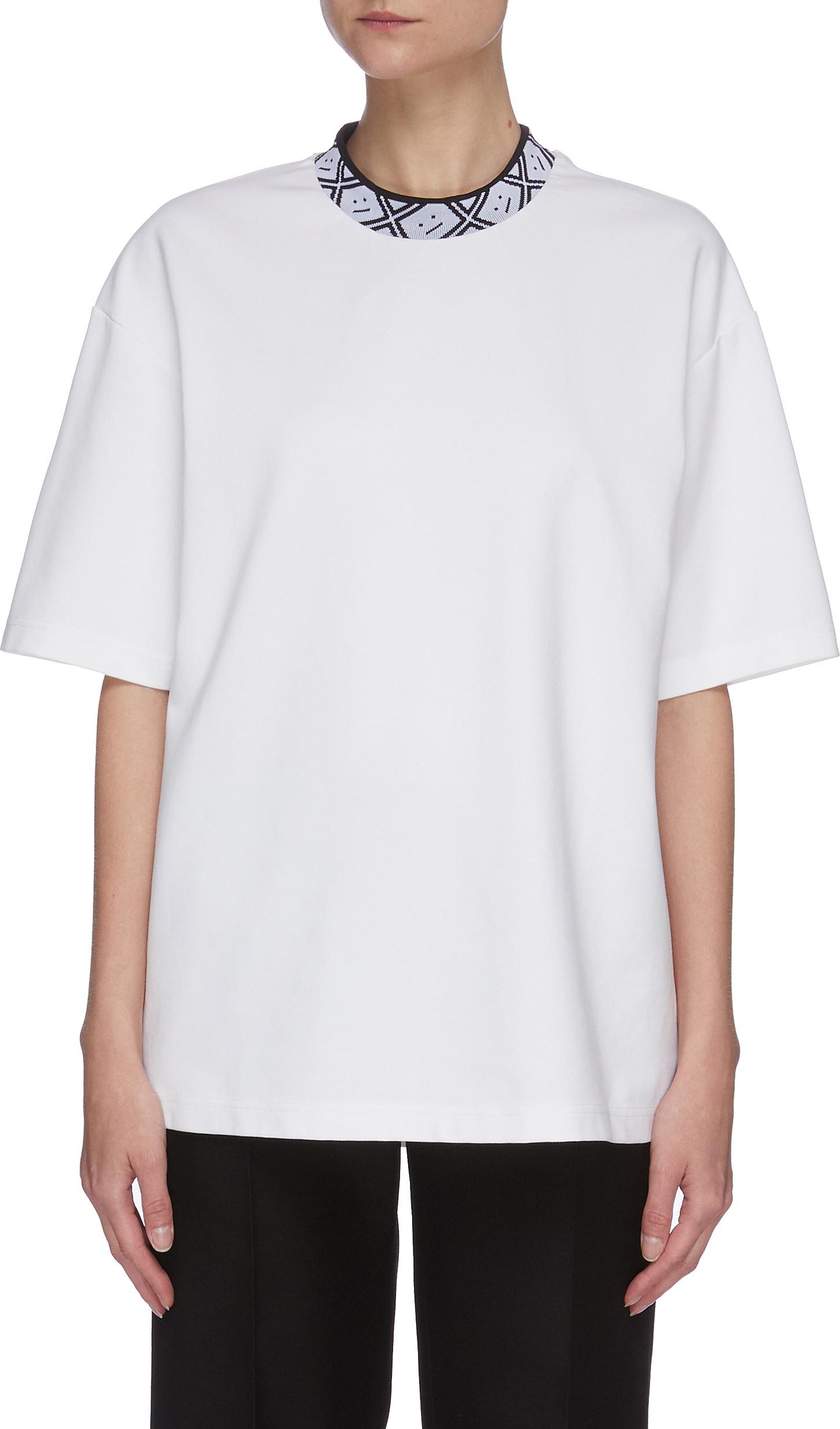 Acne Studios Face motif ribbed mock neck T-shirt