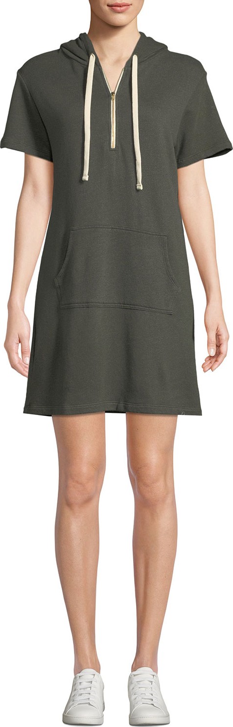 MONROW Star-Print Hood Short-Sleeve Sweatshirt Dress