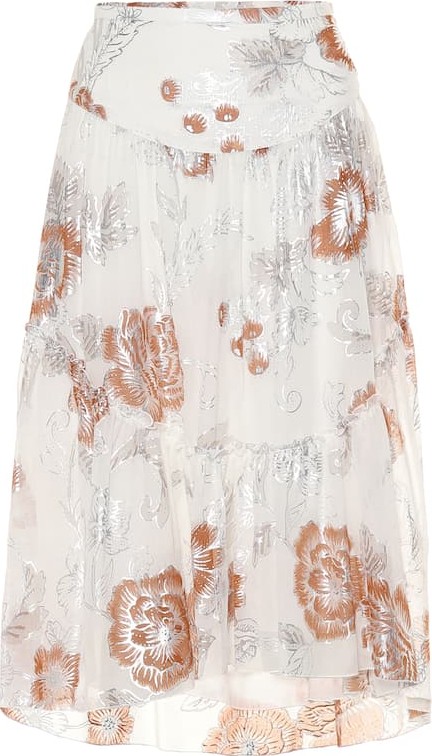 See By Chloé Floral silk and cotton midi skirt