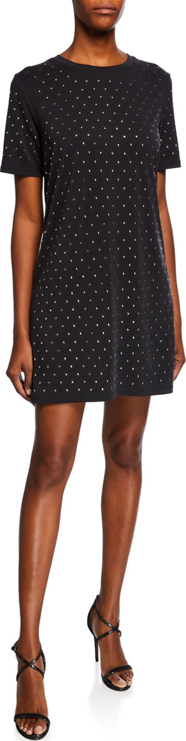 Splendid Crewneck Short-Sleeve Studded Tee Dress