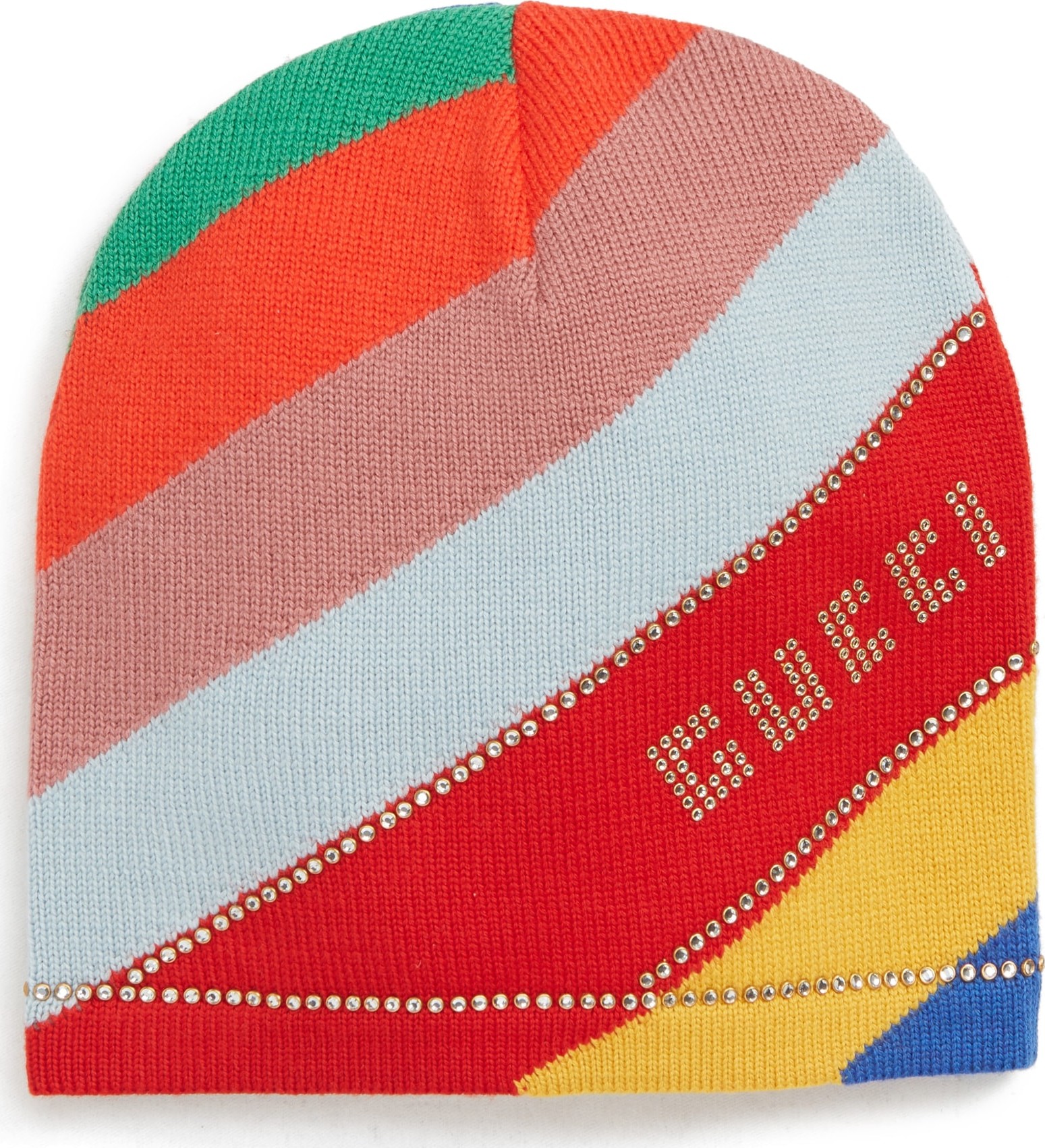 Gucci Crystal Logo Stripe Wool Beanie