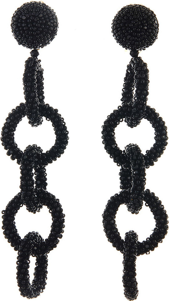 Oscar De La Renta Beaded Link Clip Earrings