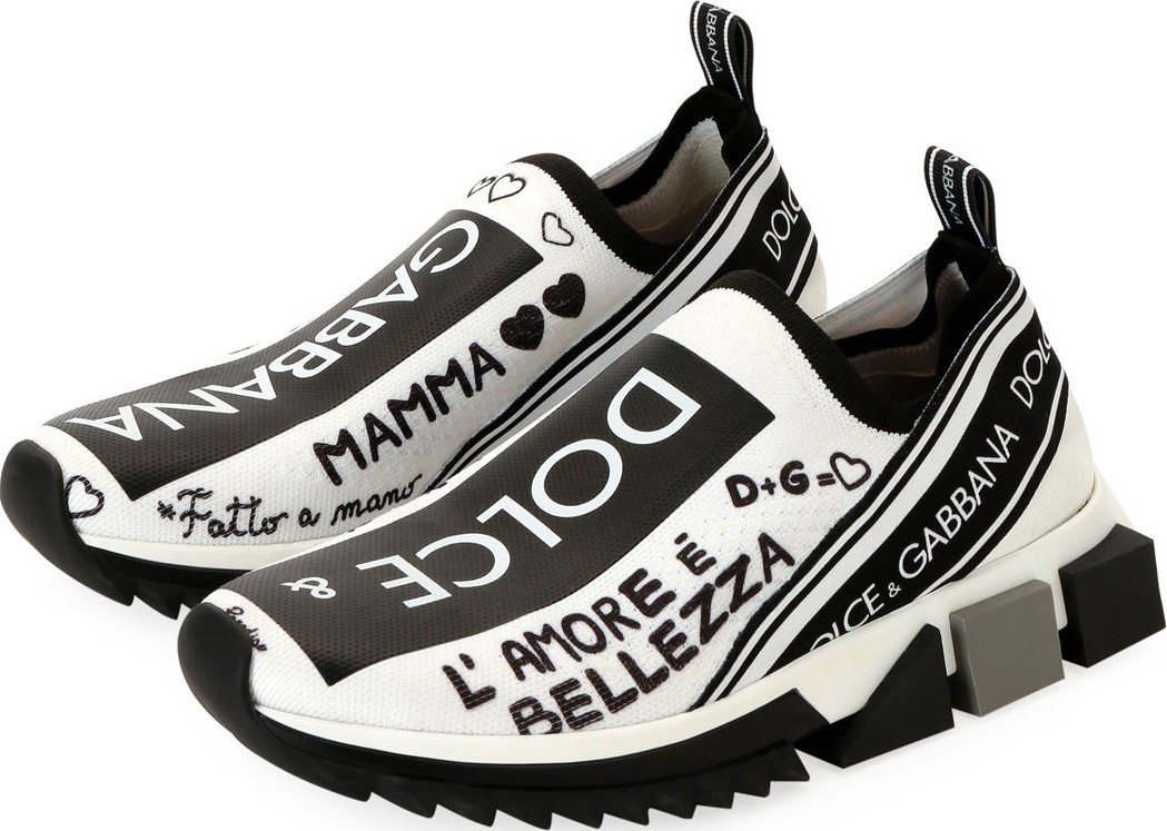 Dolce & Gabbana Sorrento Graffiti Knit Trainer Sneakers