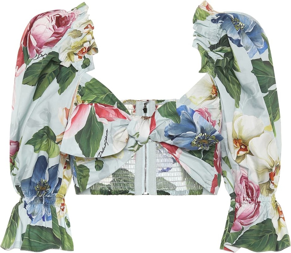 Dolce & Gabbana Floral cotton poplin crop top