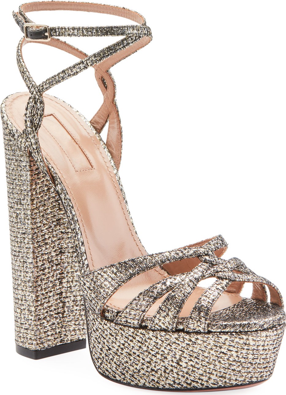 Aquazzura Veranda Platform Metallic Sandals
