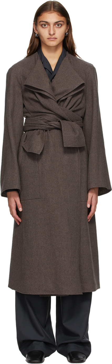 Lemaire - Taupe Wool Knotted Coat