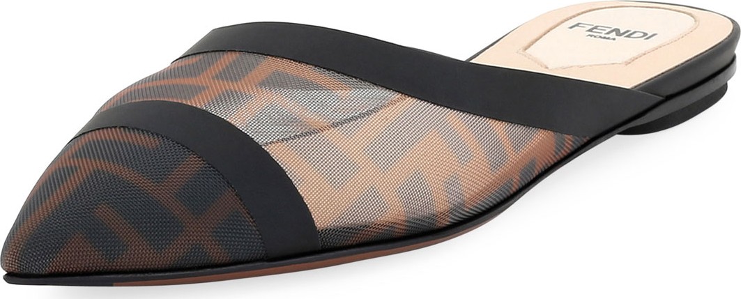 Fendi Colibri FF Mesh Flat Mules