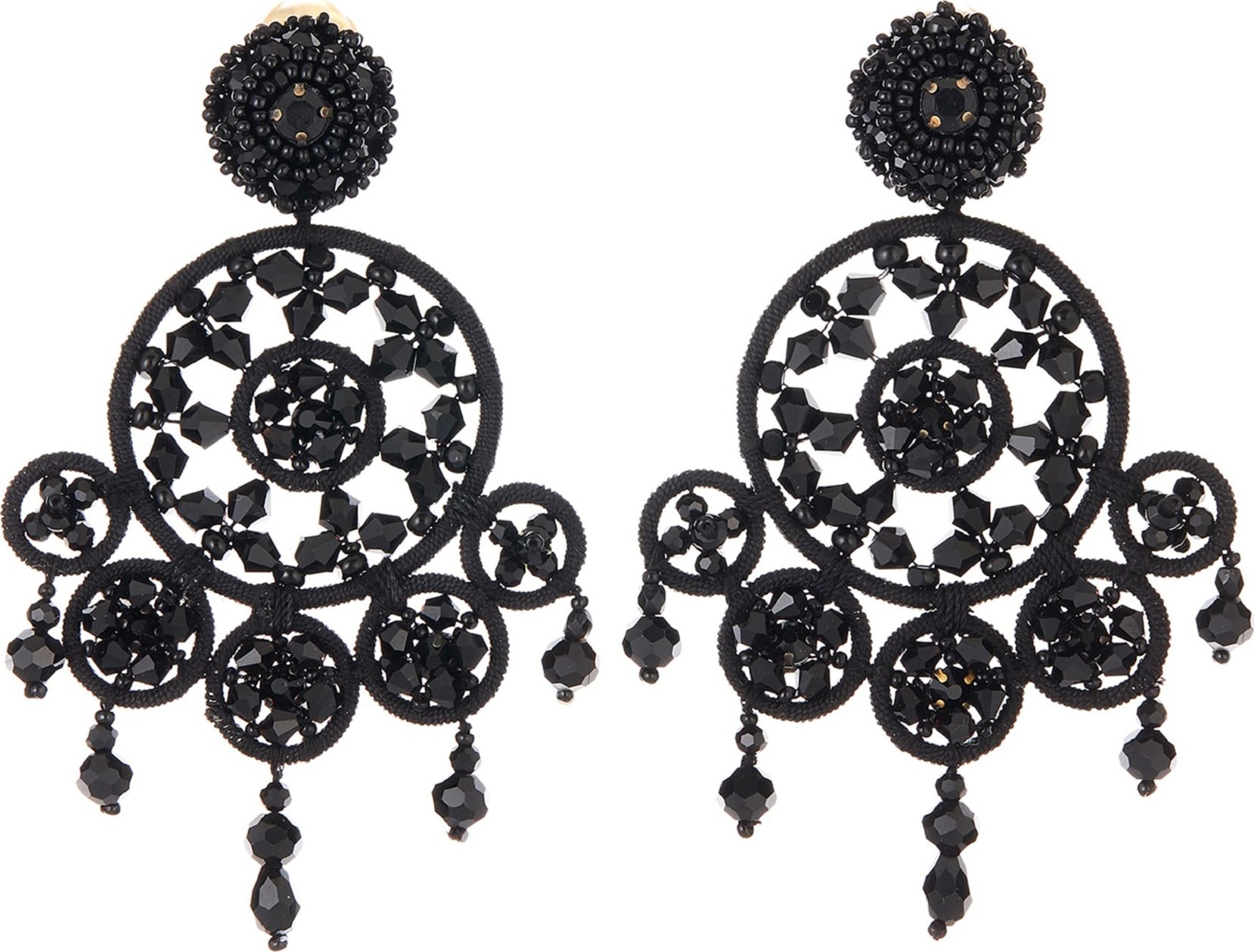 Oscar De La Renta Beaded Statement Clip Earrings