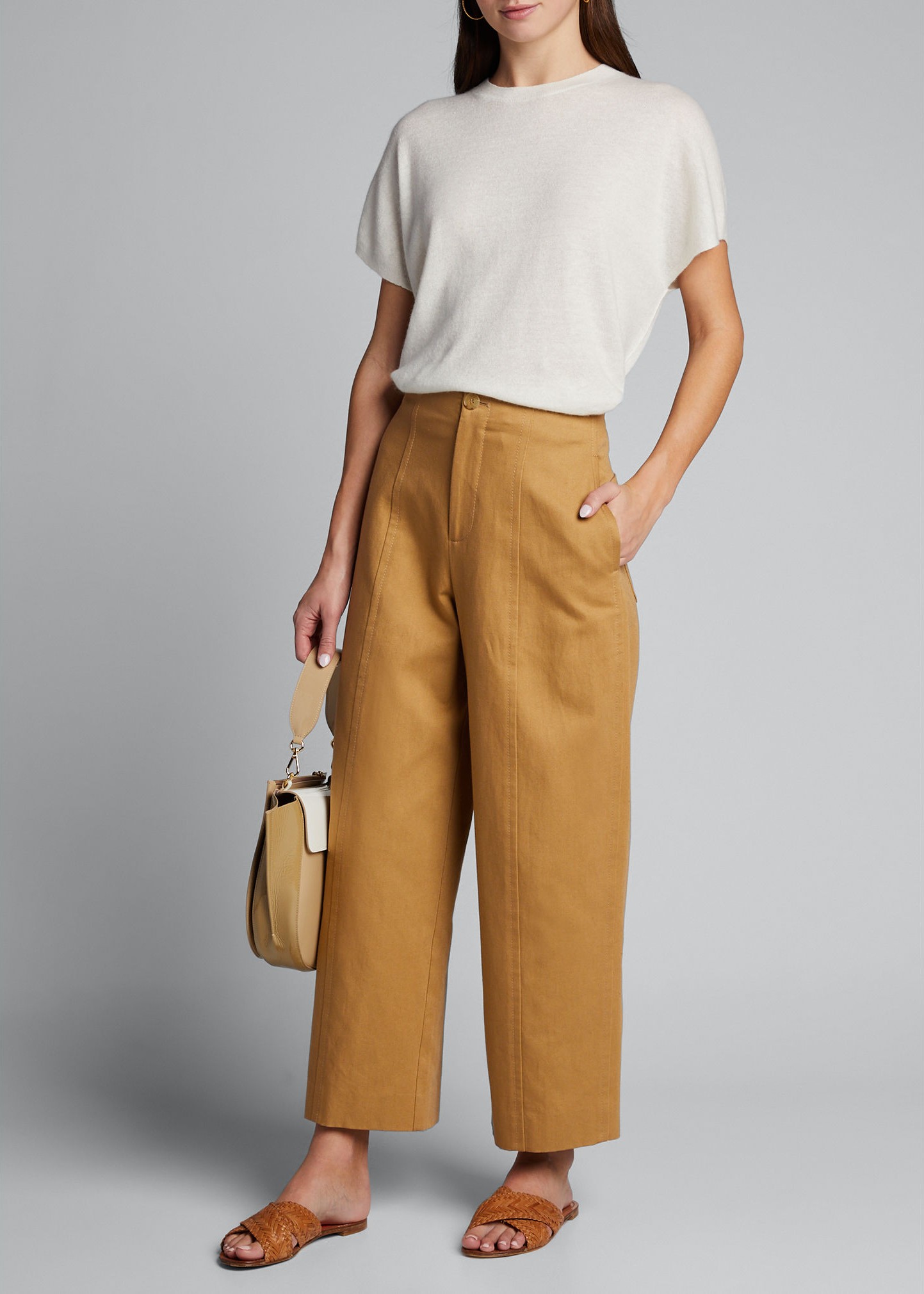 Vince Crewneck Short-Sleeve Popover Top