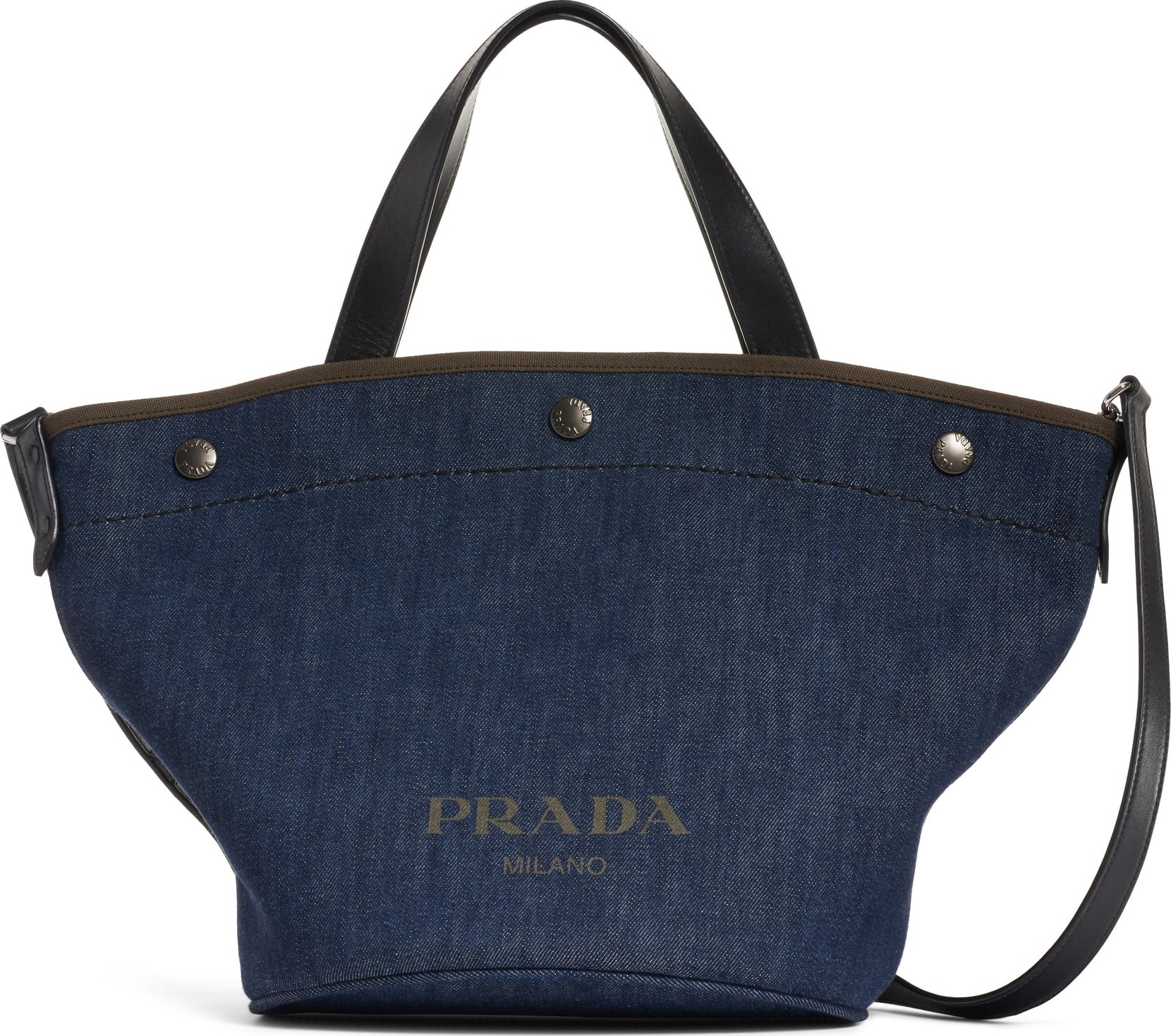 Prada Denim & Leather Bucket Tote