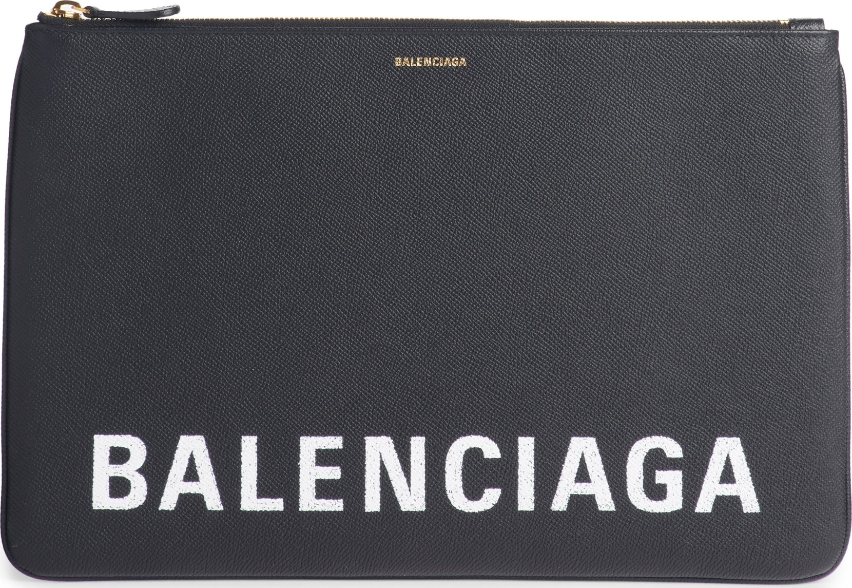 Balenciaga Ville Logo Calfskin Leather Pouch