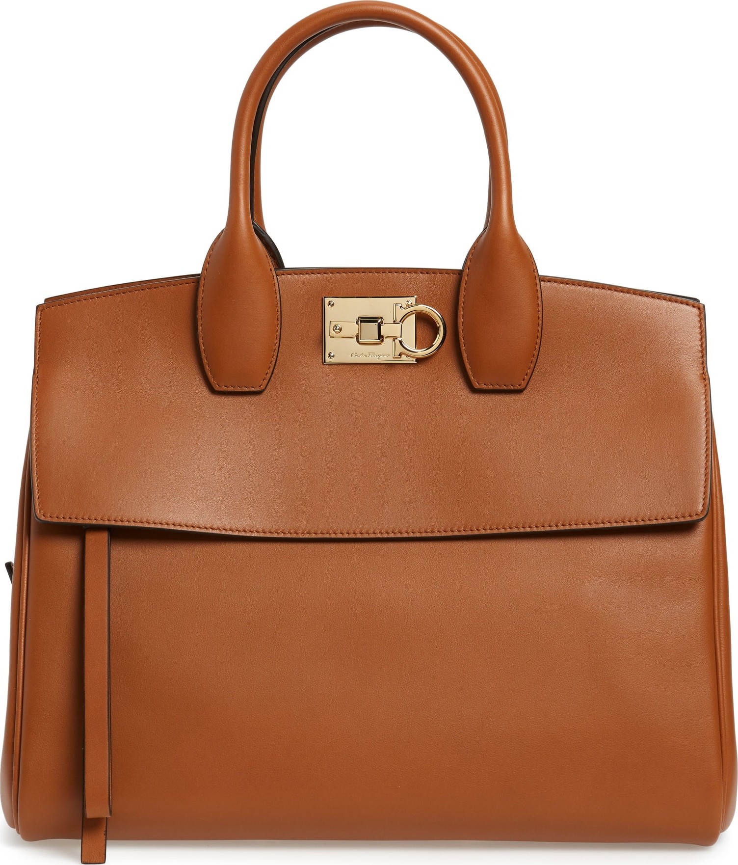 Salvatore Ferragamo Medium The Studio Calfskin Leather Top Handle Bag