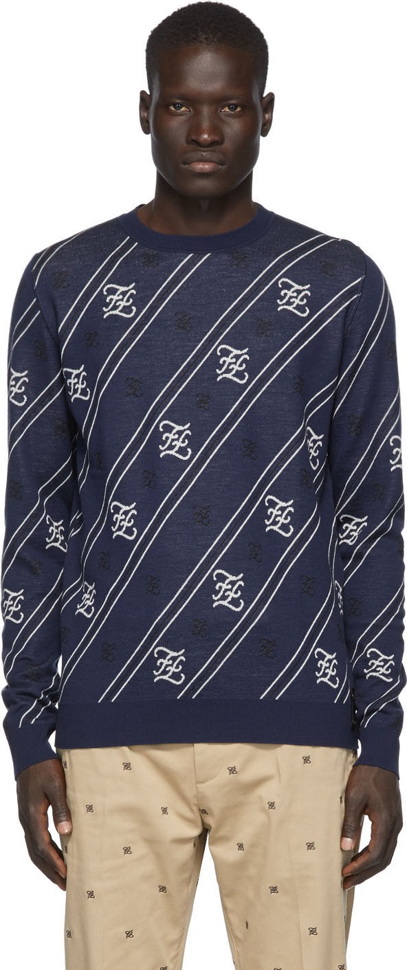 Fendi Navy 'Forever Fendi' Cursive Sweater