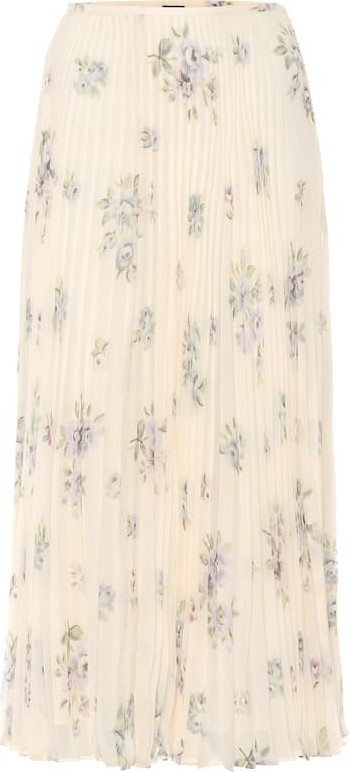 Joseph Pleated floral silk midi skirt