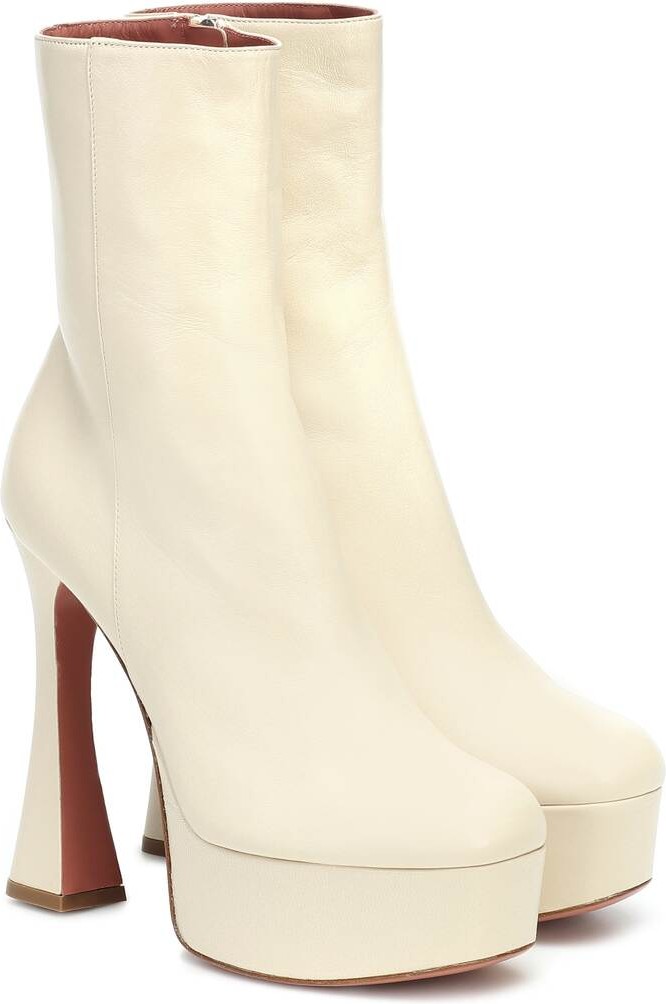 Amina Muaddi Dua leather platform ankle boots