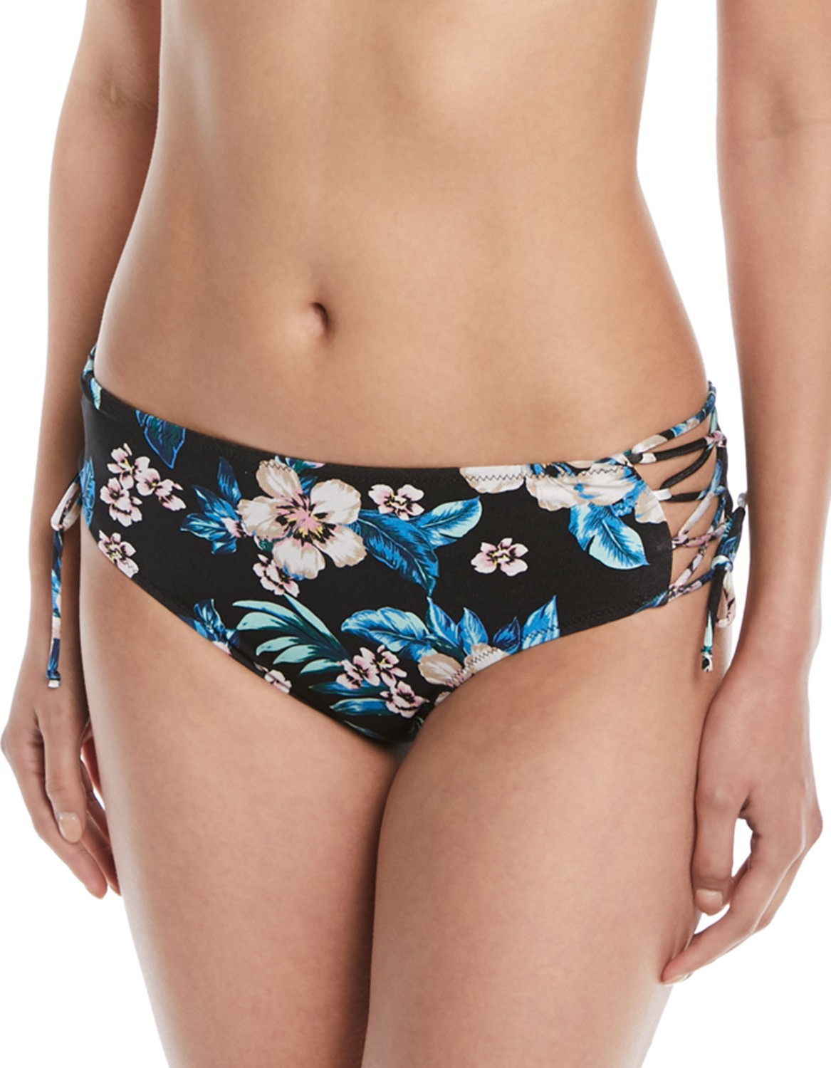 DIANE von FURSTENBERG Floral Lace-Up Hipster Swim Bikini Bottoms