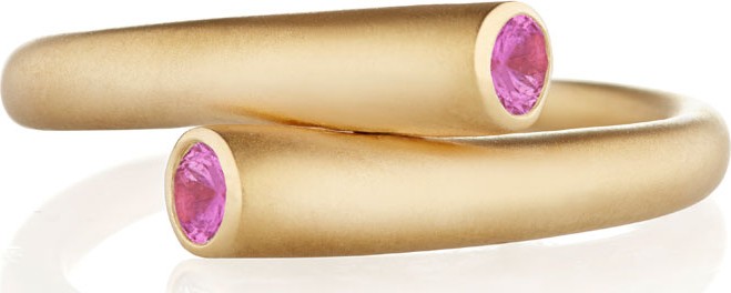 Carelle Whirl 18k Gold 2-Sapphire Ring, Pink