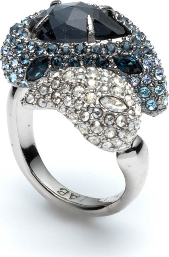 Alexis Bittar Crystal Encrusted Paisley Cocktail Ring, Size 8