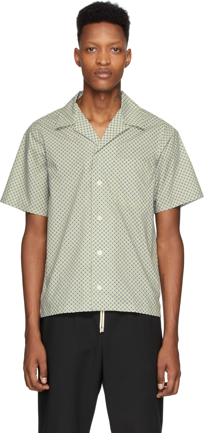 KENZO Yellow & Blue Monogram Tiger Casual Shirt