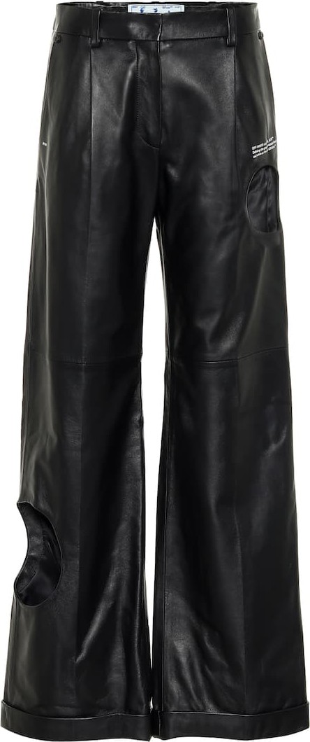 Off White Cut-out wide-leg leather pants
