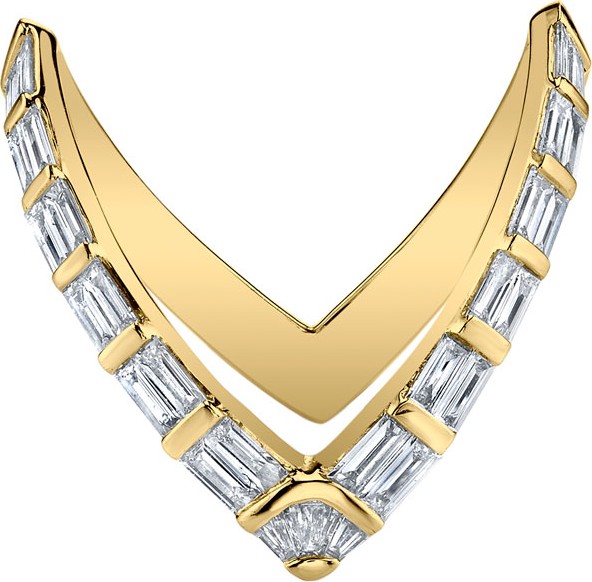 Anita Ko 18k Gold Baguette Diamond V Ring, Size 7