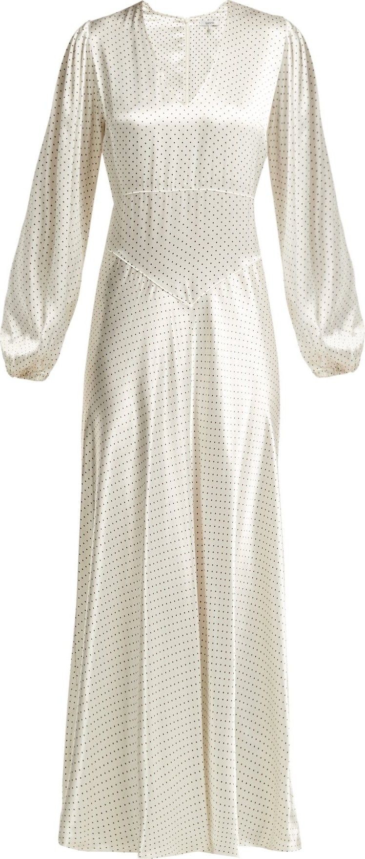 Ganni Cameron polka-dot satin midi dress