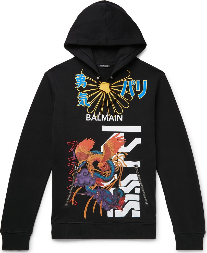 Balmain Printed Loopback Cotton-Jersey Hoodie