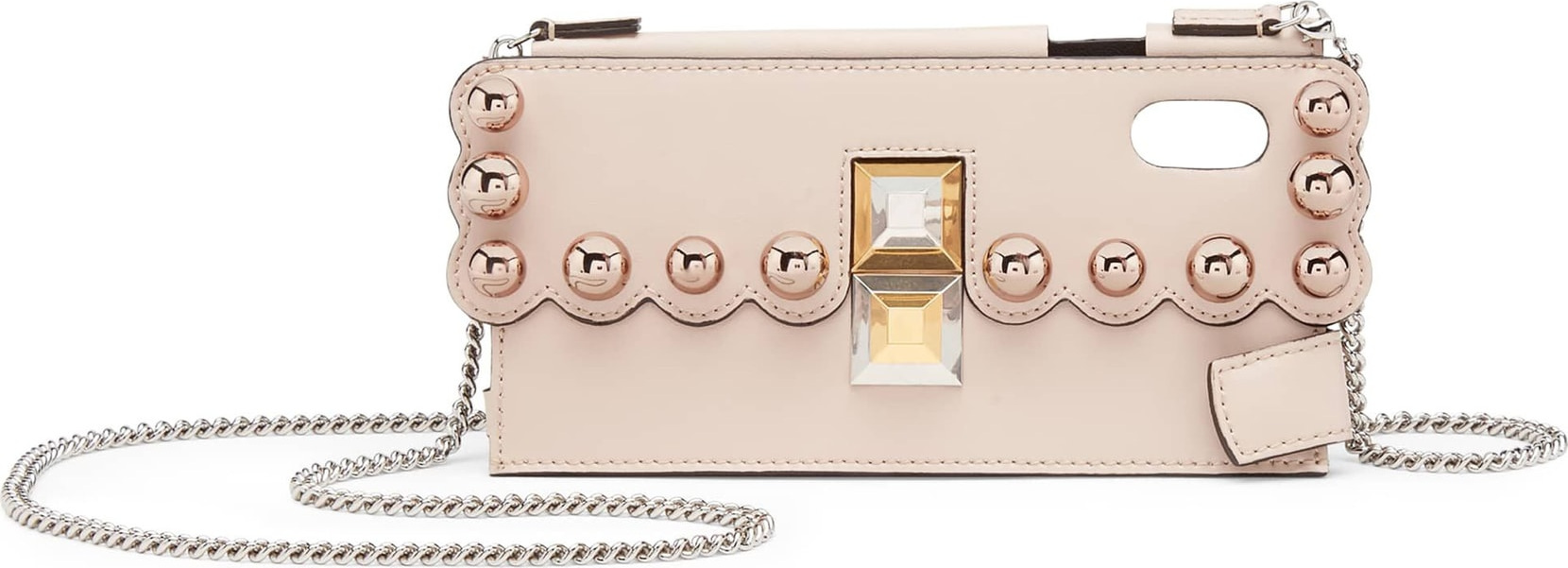 Fendi iPhone Studded Leather iPhone X Crossbody Case