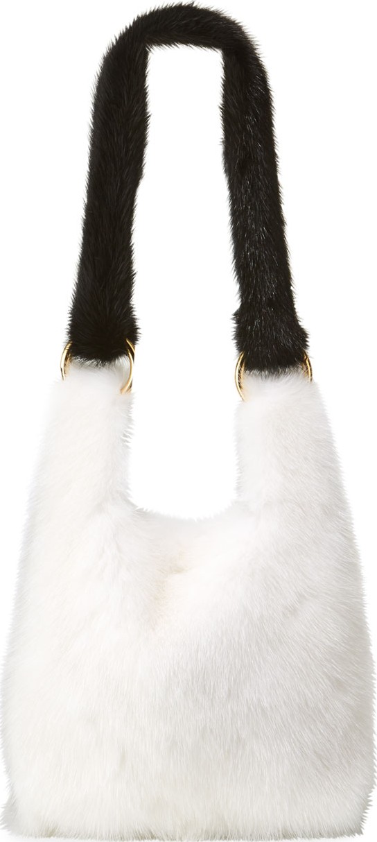 Simonetta Ravizza Furrissima Baby Mink Small Top Handle Bag, White