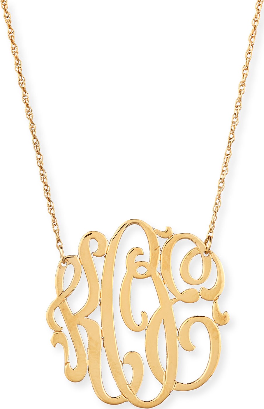 Jennifer Zeuner Jewelry 18k Gold Vermeil Medium 3-Letter Monogram Necklace