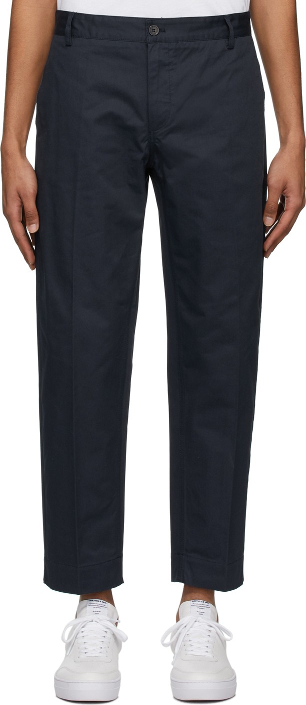 Maison Kitsune Navy Gabardine Carrot Trousers