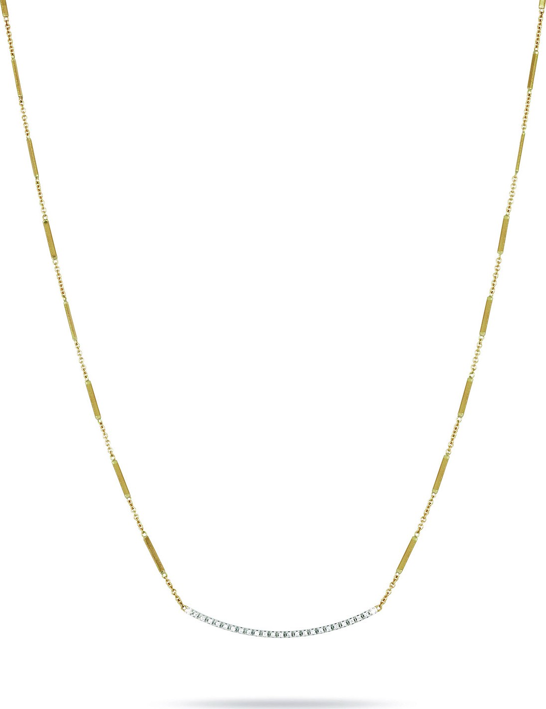 Marco Bicego 18K Hand-Engraved Gold Diamond Bar Necklace