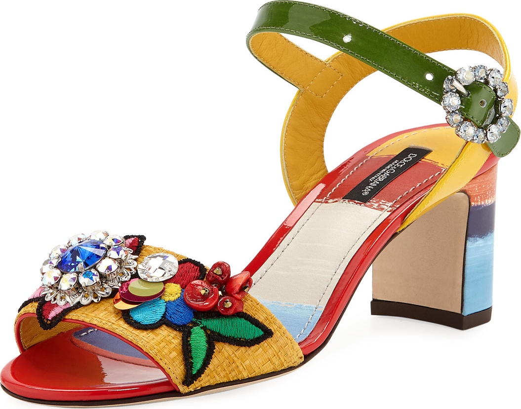 Dolce & Gabbana Flower Patch Quarter-Strap Sandals