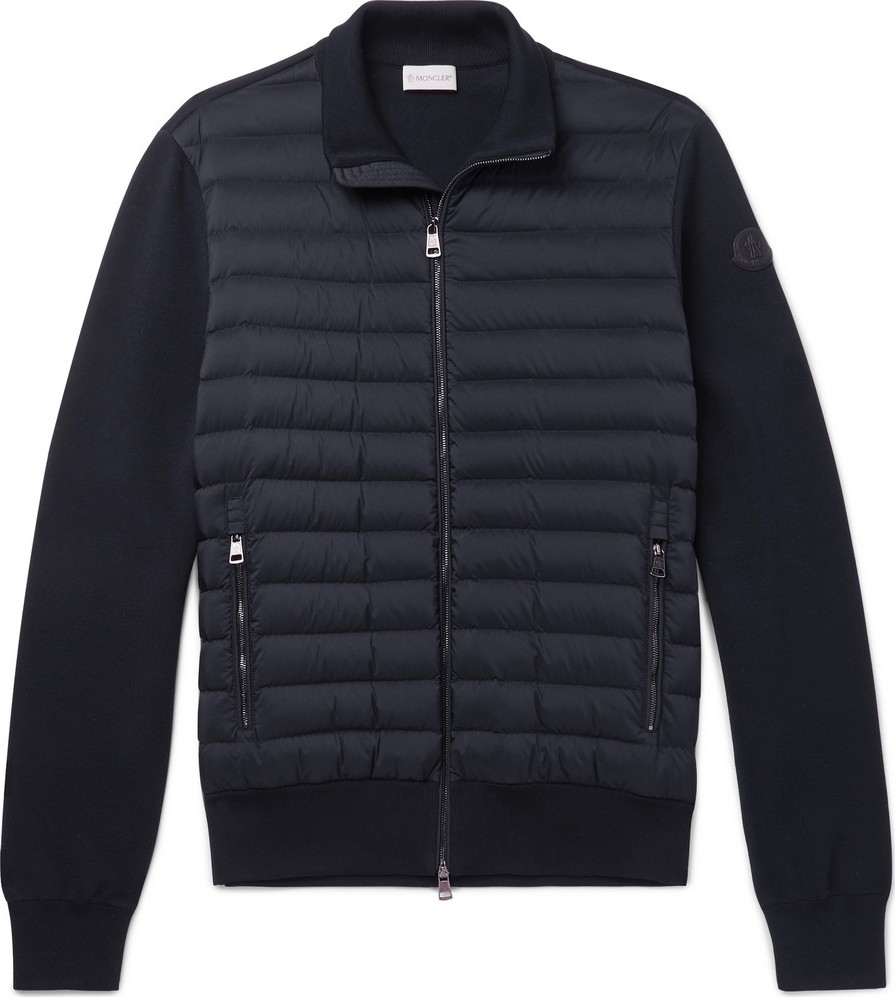 Moncler Slim-Fit Panelled Cotton-Blend Jersey and Quilted Shell Down Zip-Up Sweater