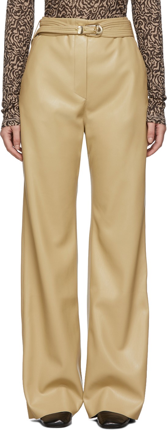 Nanushka Tan Vegan Leather Kisa Trousers