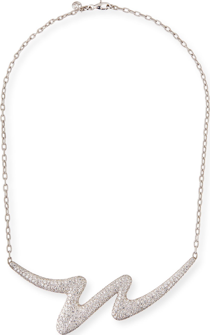 Carelle Brushstroke 18k White Gold Diamond Necklace