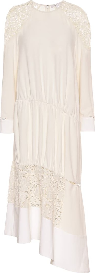Tibi Asymmetric guipure lace midi dress