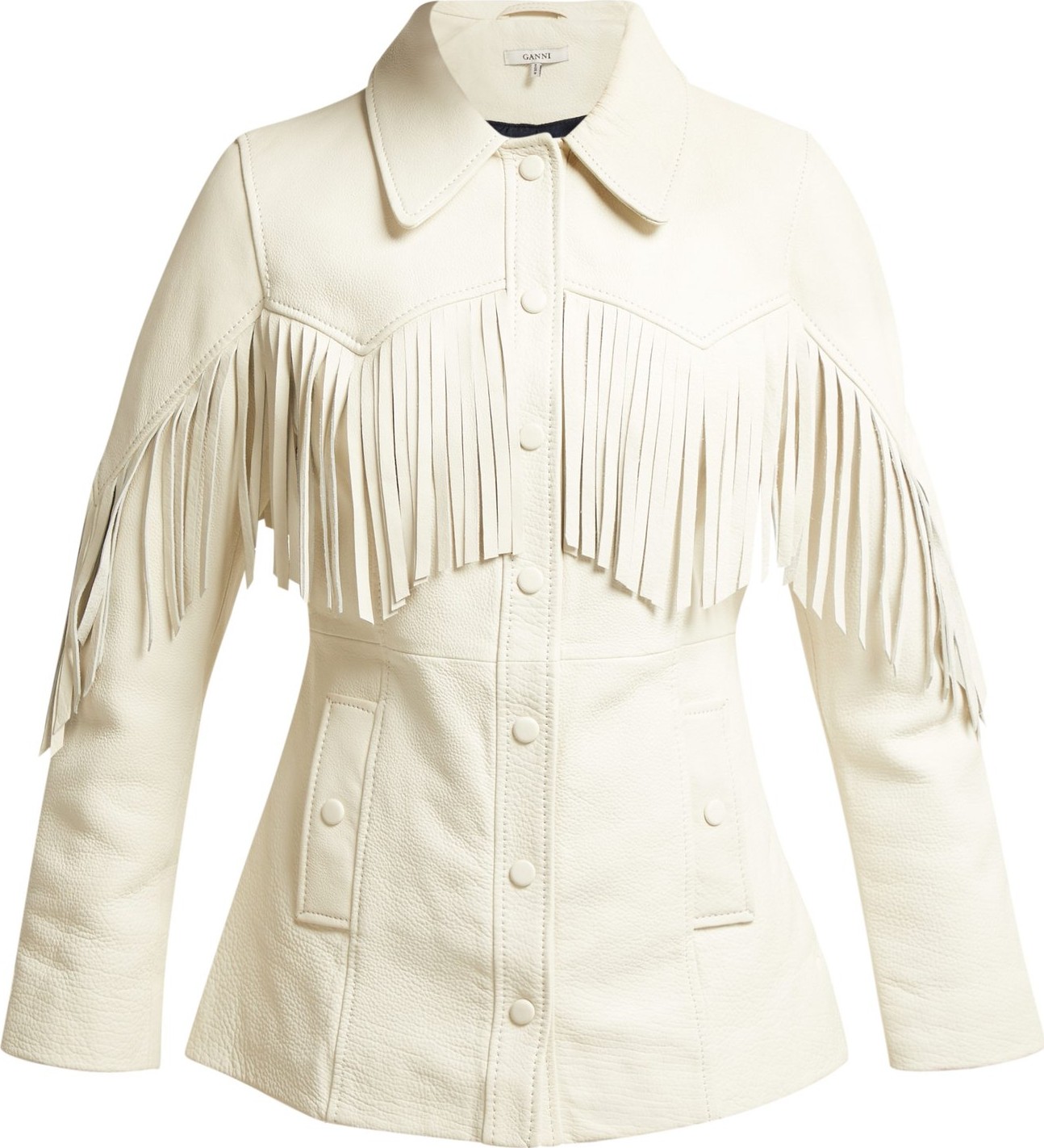 Ganni Angela fringed leather jacket