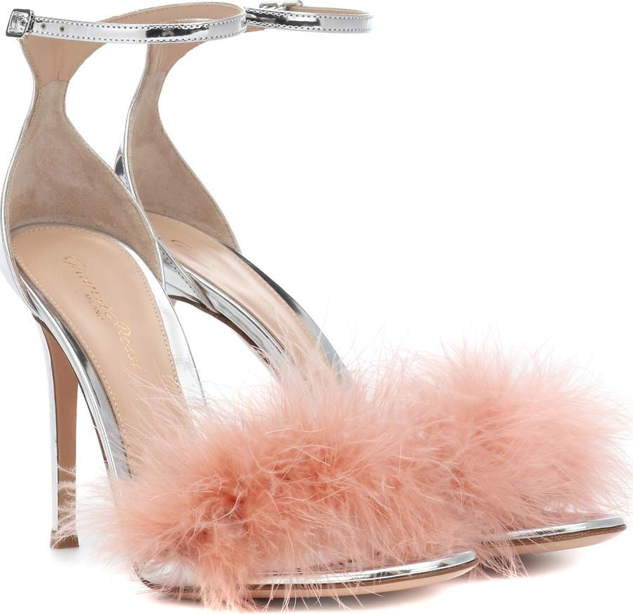 Gianvito Rossi Bliss 100 feather-trimmed sandals