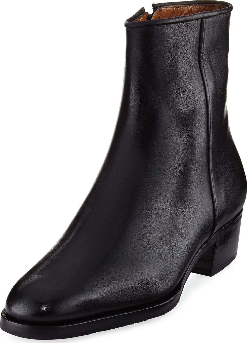 Gravati Low-Heel Leather Zip Ankle Boot