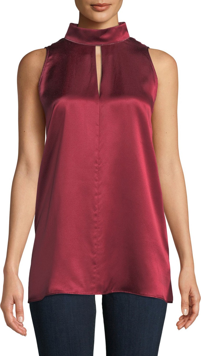 Lafayette 148 New York Tiffany High-Neck Charmeuse Blouse