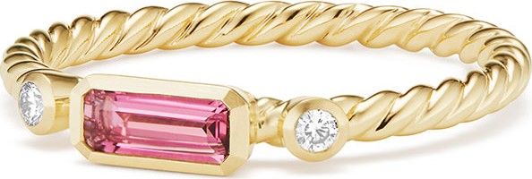 David Yurman Novella 18k Baguette Tourmaline Stack Ring, Size 7