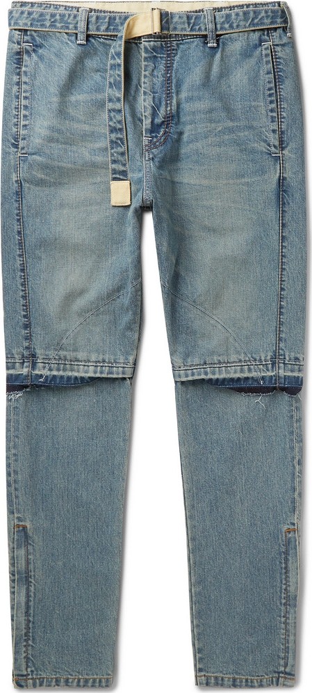 Sacai Tapered Zip-Detailed Denim Jeans